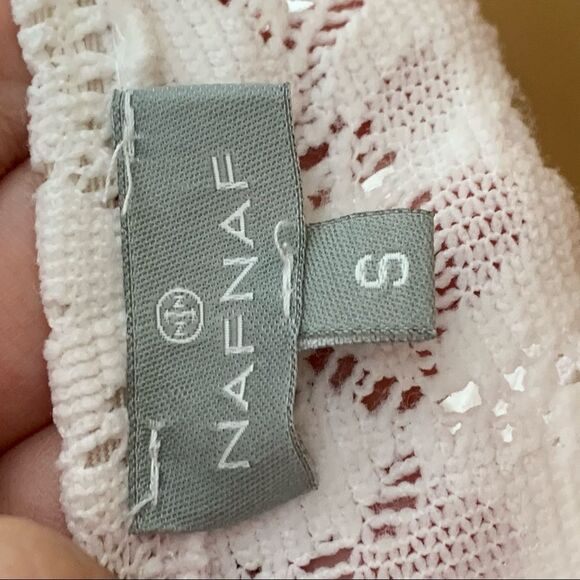 NAF NAF Halter Tiered Top Floral Crochet Sequins Layered Ruffle White Gold Tank - Picture 3 of 5